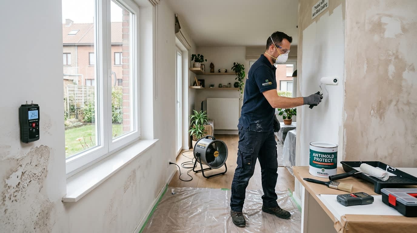 Schimmelbehandeling muur: effectieve tips om herhaling na sanering te voorkomen Schimmelbehandeling op muur: hoe herhaling na sanering vermijden?